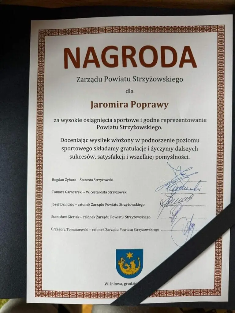Nagroda od Starostwa Powiatowego w Strzyżowie